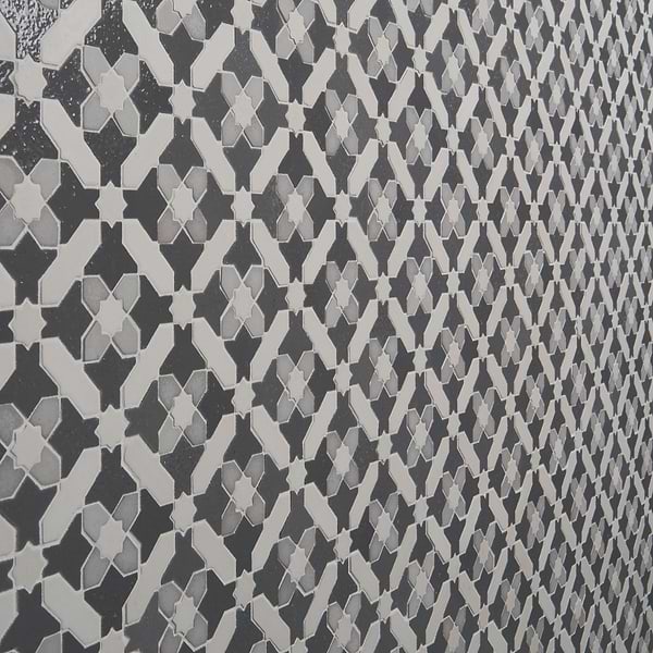 Alpana Safi Cloud Gray Mixed Finish Lava Stone and Cement Mosaic Tile
