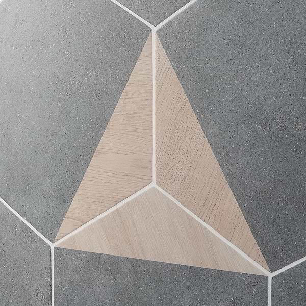Piaka Wood Graphite 12.5" Hex Matte Porcelain