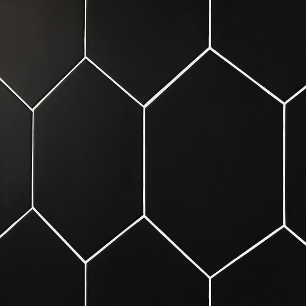 Classic Hex Black 10" Hexagon Matte Porcelain
