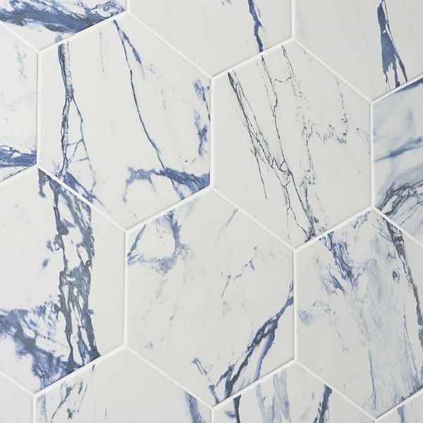 Calacatta Azul 10" Hexagon Matte Porcelain Tile