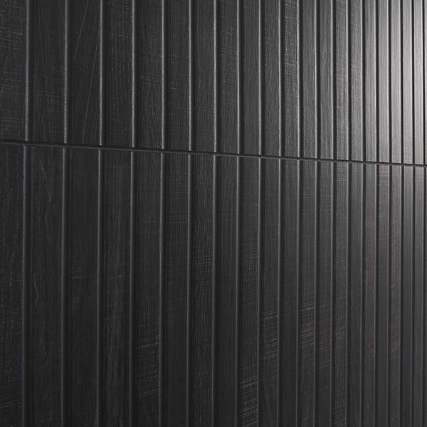 Elan Ribbon Black 24x48 Wood Look Fluted Matte Porcelain Tile