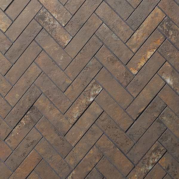 Artile Copper 1x4 Herringbone Matte Porcelain Mosaic Tile