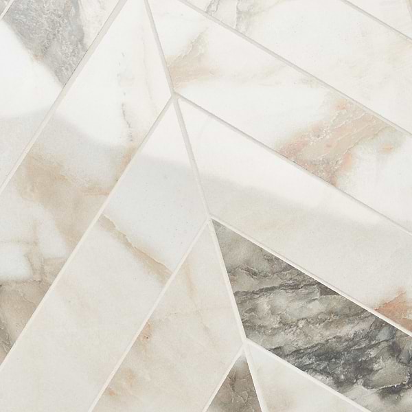 Lithe Calacatta Rustico 2x8 Chevron Polished Porcelain