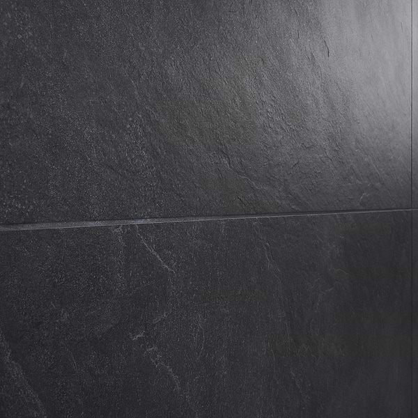 Motley Charcoal Black 24x48 Limestone Look Matte Porcelain Tile