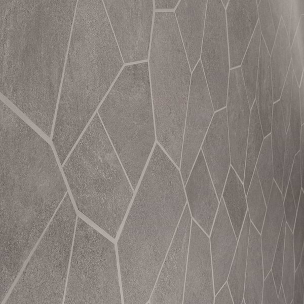 Motley Slate Gray Organic Pattern Limestone Look Matte Porcelain Mosaic Tile