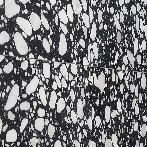 Italy Terrazzo Sacra Nero Black & White 24x24 Honed Terrazzo Tile