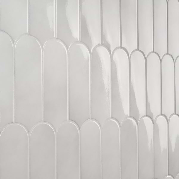 Fan Mist Gray 3x8 Fishscale Mixed Finishes Ceramic Wall Tile