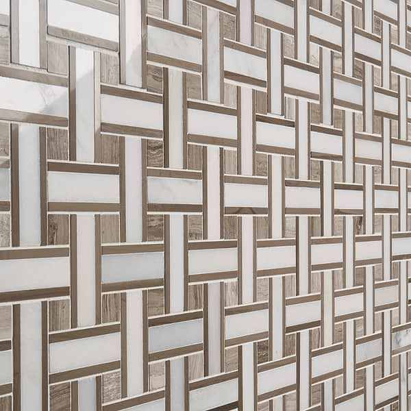 Lattice Athens Gray & Asian Statuary & Wooden Beige Polished Marble
