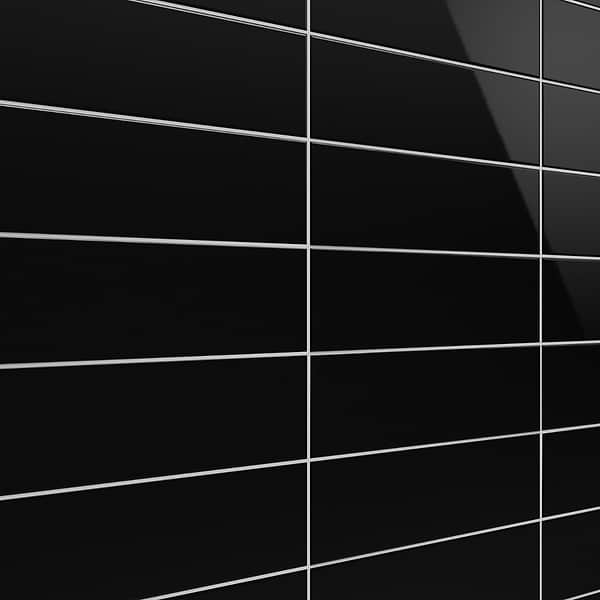 Market Street Black 4x12 Polished Porcelain Tile