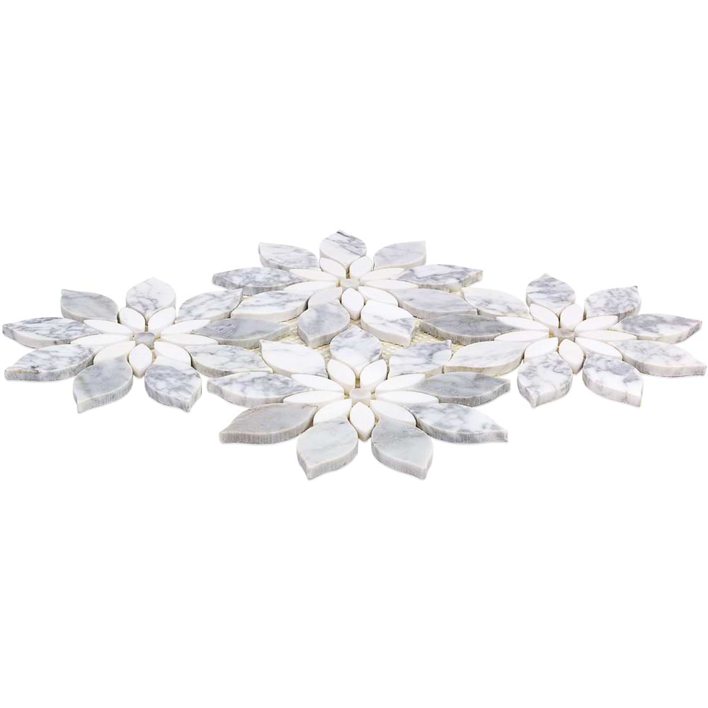 Shop MJ Rain Flower - White Carrara, White Thassos with White