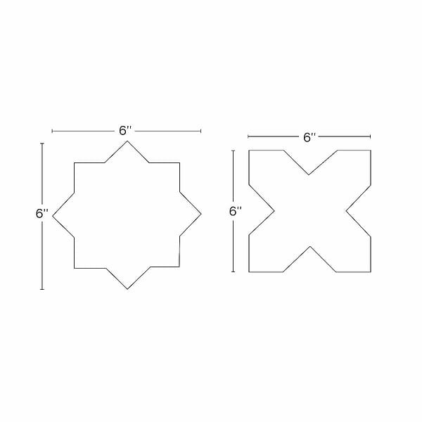 Malta White Polished Star and Cotto Brown Matte Cross 6" Terracotta Porcelain Tile