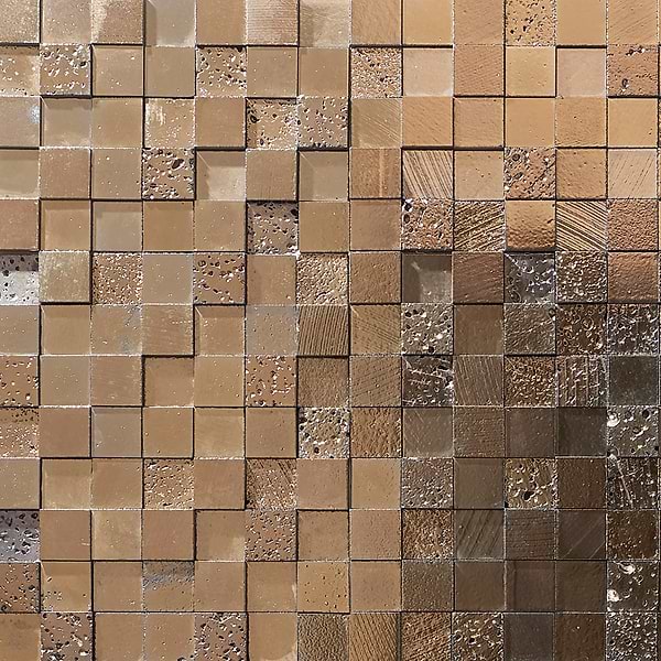 Art Lava 3D Squares Bronze 2x2 Polished Lava Stone Mosaic Tile