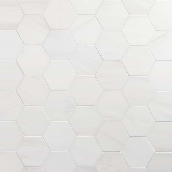 Bianco Dolomite White 4" Hexagon Premium Polished Marble Mosaic Tile