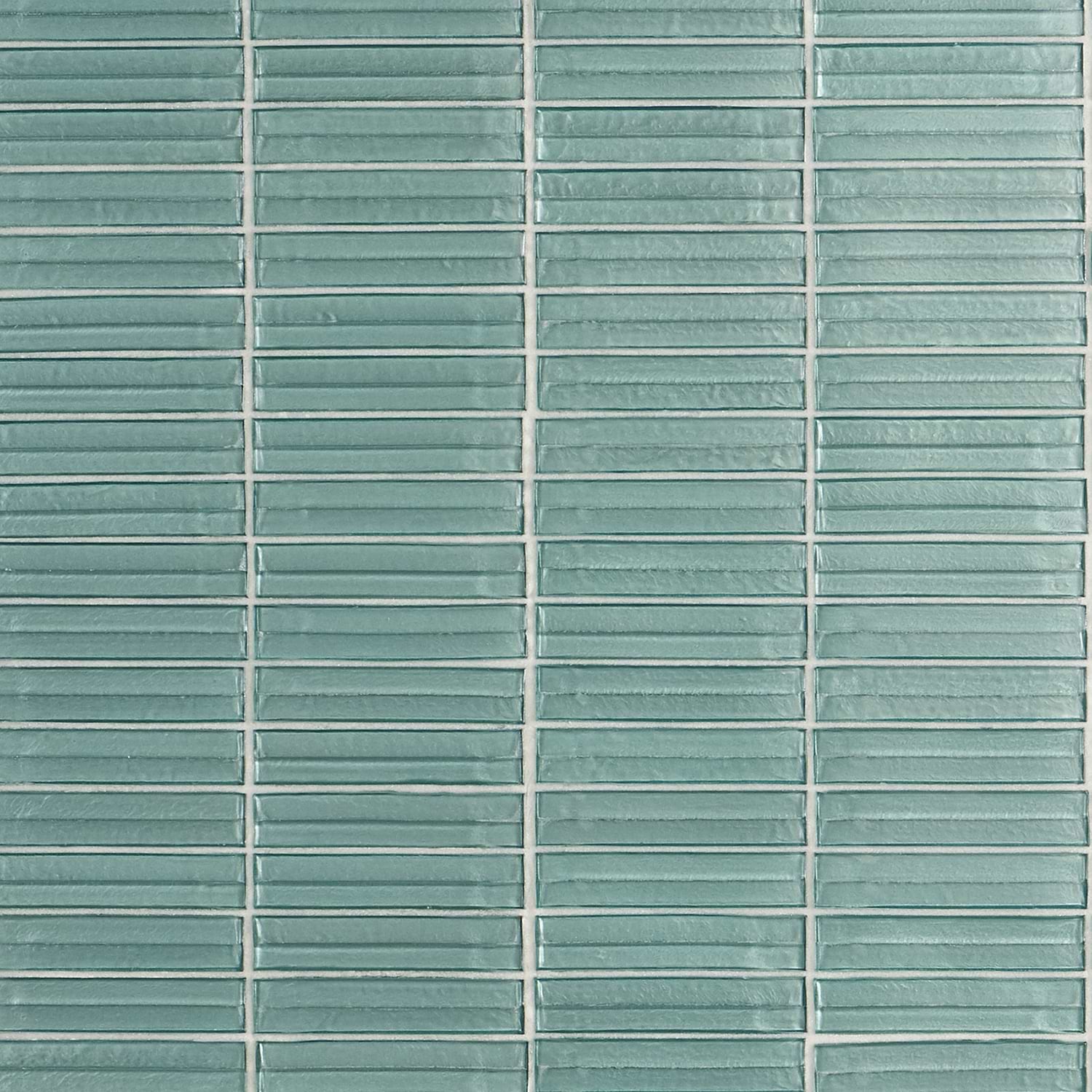 Brook Stacked Ocean Green 1x5 Polished Glass Mosaic Tile
