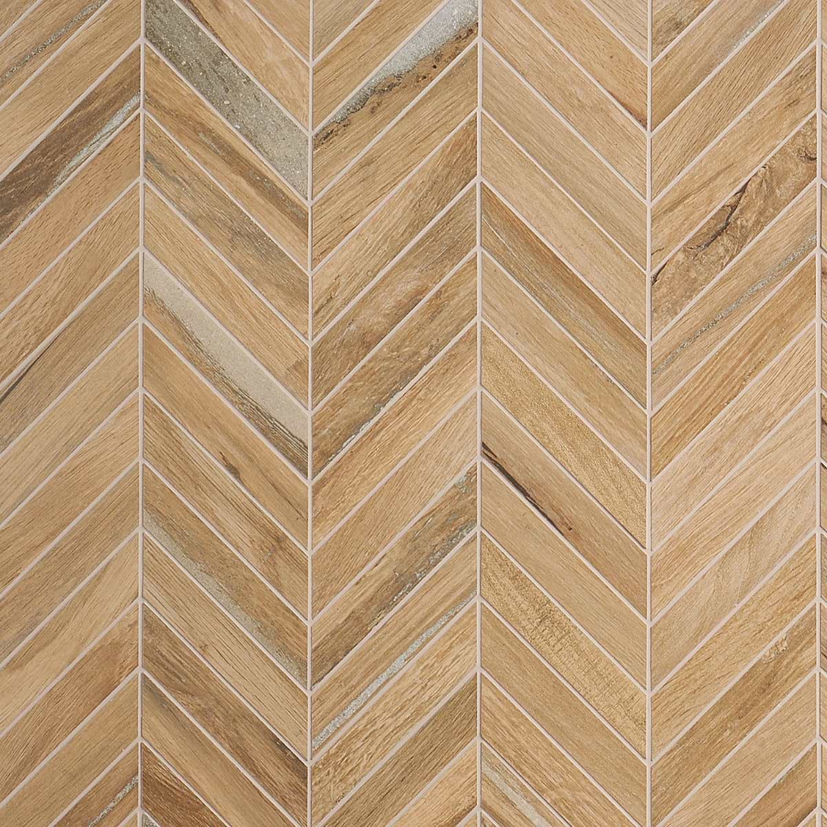 Finity Chevron Birch Matte Porcelain Wood Look Mosaic Tile