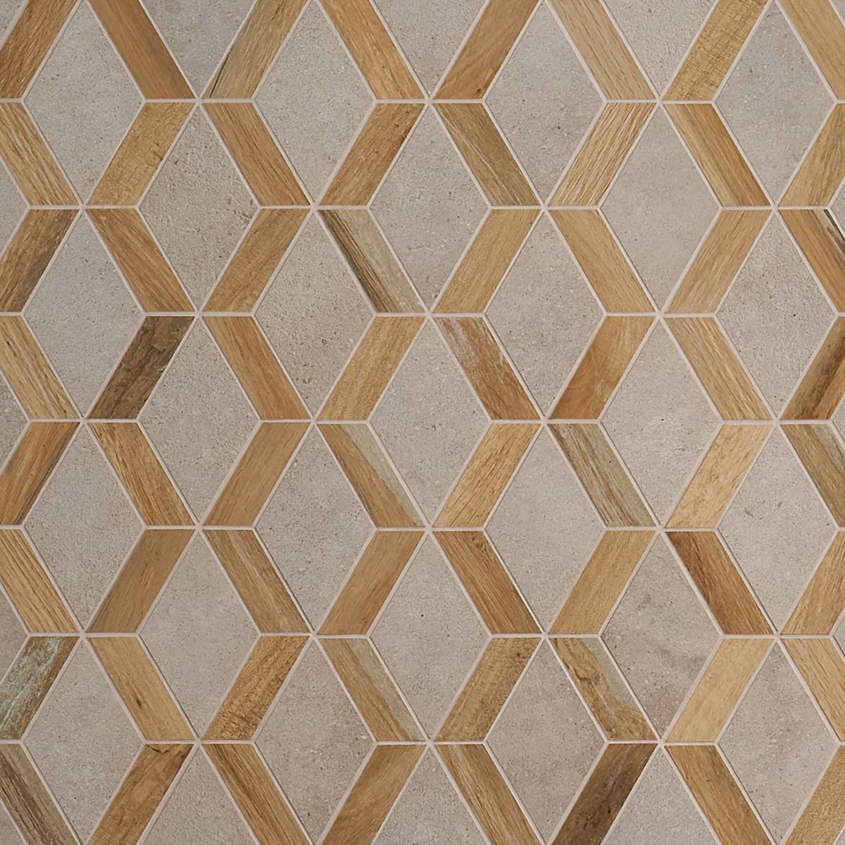 Finity Diamond Birch Matte Porcelain Wood Look Mosaic Tile