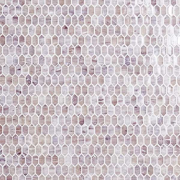Moonlit Iridescent Lilac Pink 1/4" x 1" Polished Glass Mosaic Tile