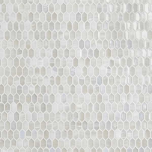 Moonlit Iridescent Mist White 1/4" x 1" Polished Glass Mosaic Tile