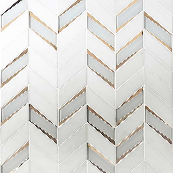 Giazza Golden 2x4 Marble and Mirrored Glass Polished Mosaic Tile