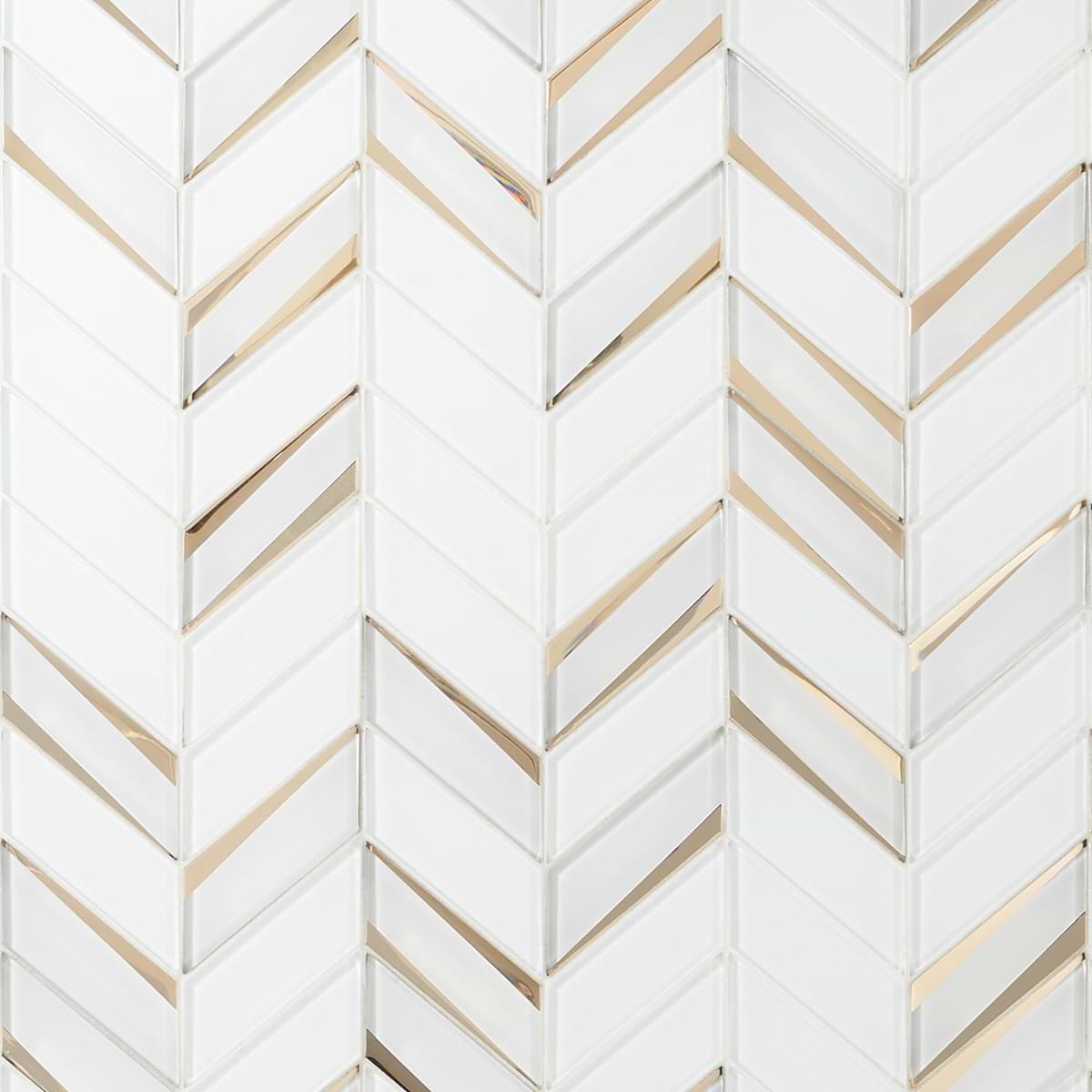 Giazza Roma White and Gold 2x4 Mirrored Glass Polished Mosaic Tile