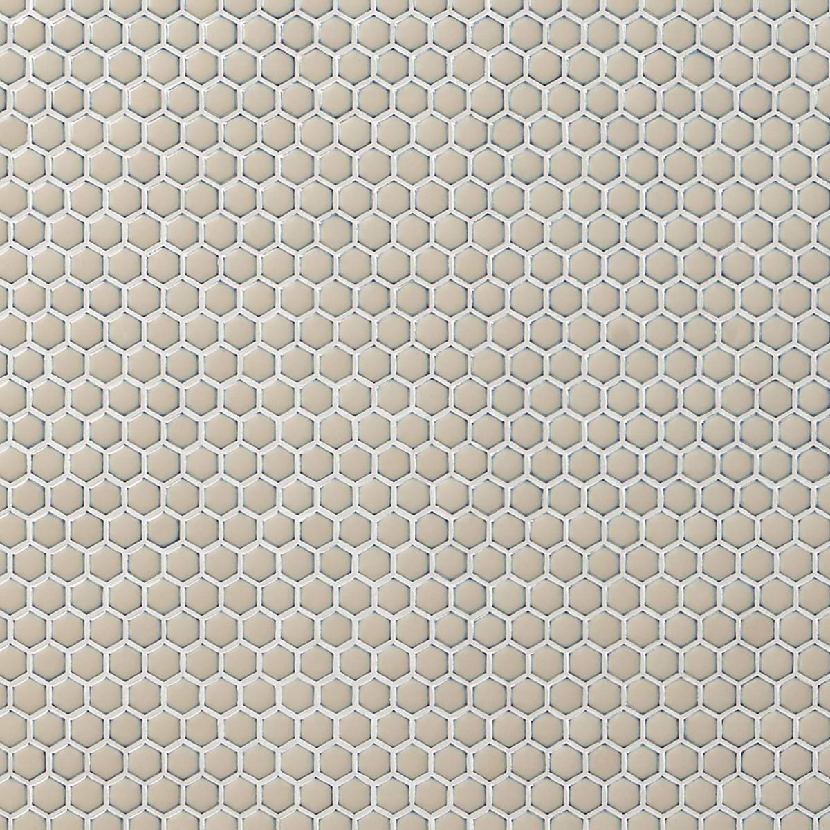 Simple 2.0 Rimmed Custard 1" Hexagon Polished Porcelain Mosaic 