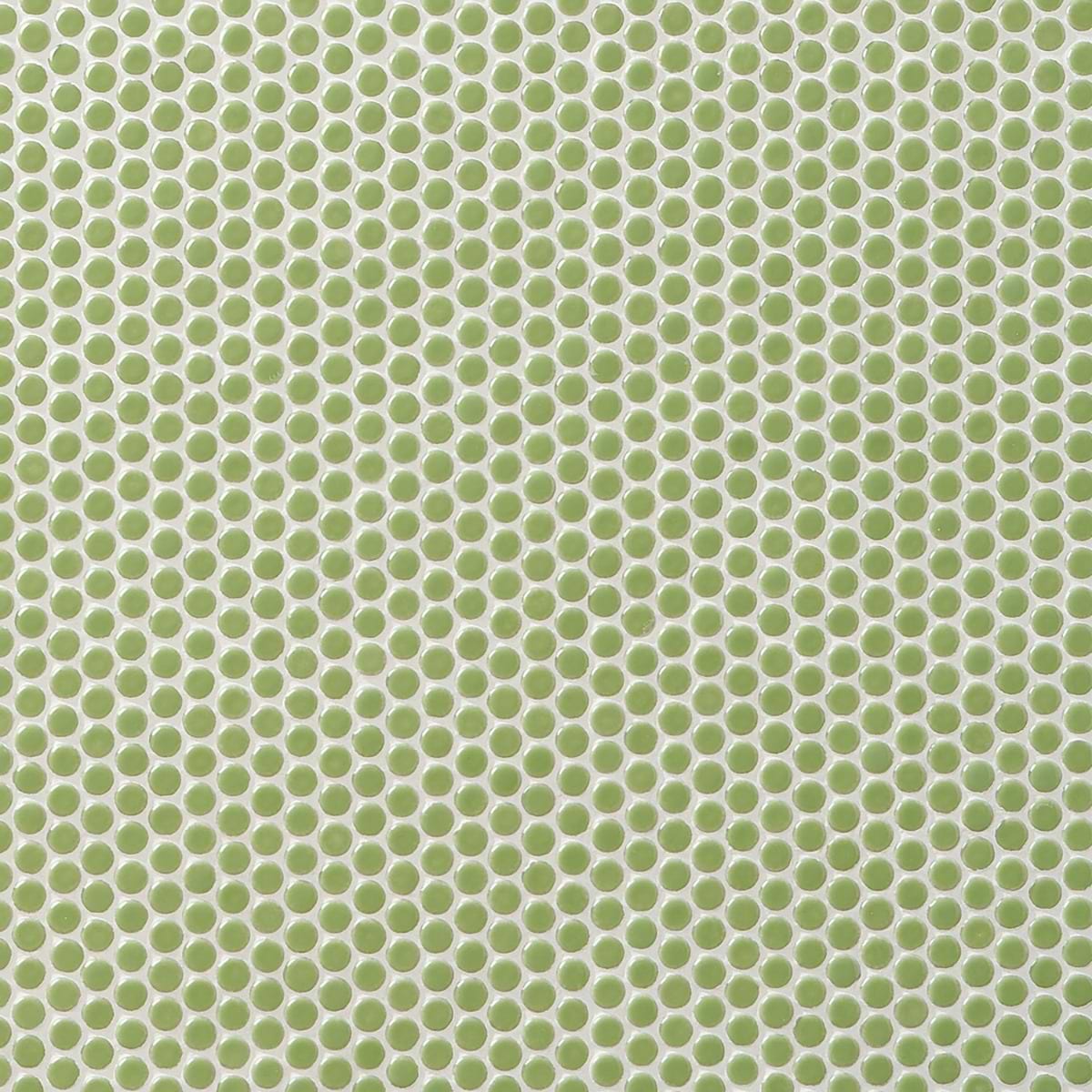 Sample-Simple 2.0 Key Lime Green Rimmed 1" Penny Round Polished Porcelain Mosaic 