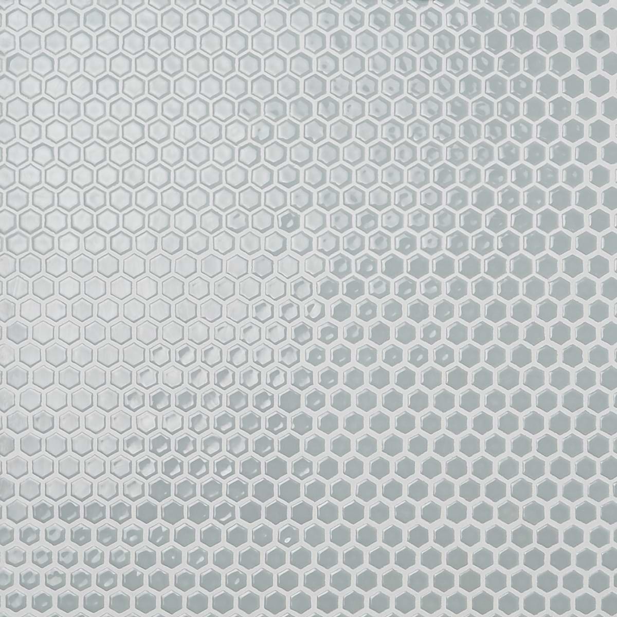 Simple 2.0 Rimmed Mist Gray 1" Hexagon Polished Porcelain Mosaic 