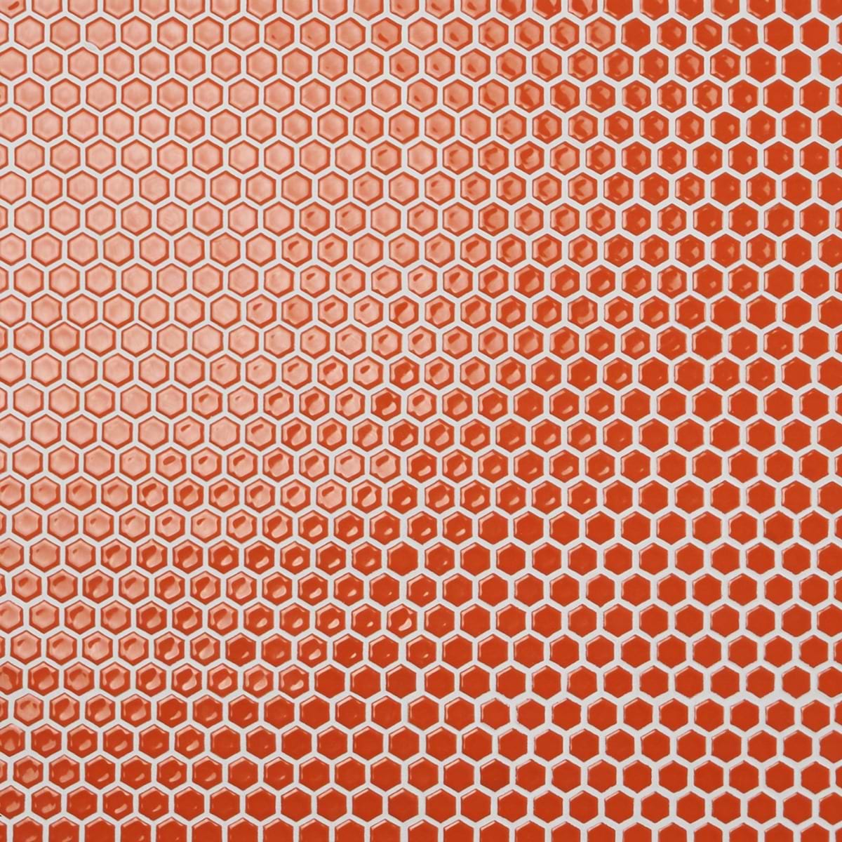 Simple 2.0 Rimmed Tangerine 1" Hexagon Polished Porcelain Mosaic 