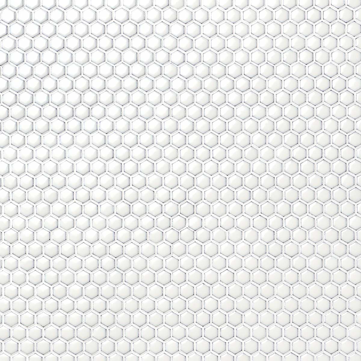 Simple 2.0 Rimmed Vintage White 1" Hexagon Polished Porcelain Mosaic 