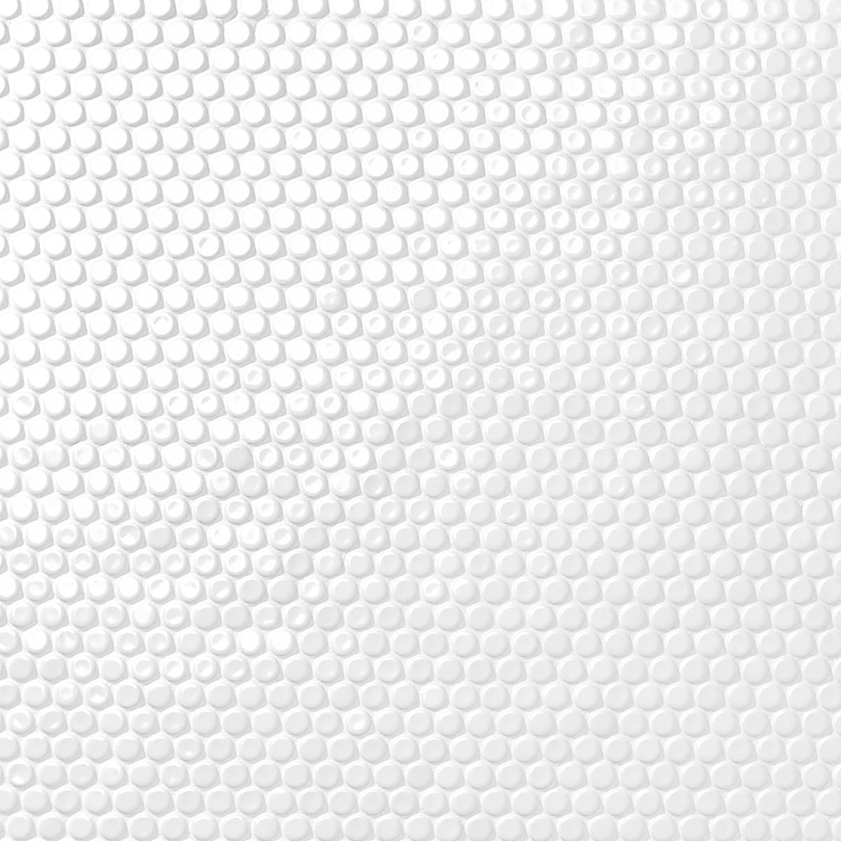 Simple 2.0 Solid White Penny Rounds Polished Porcelain Mosaic