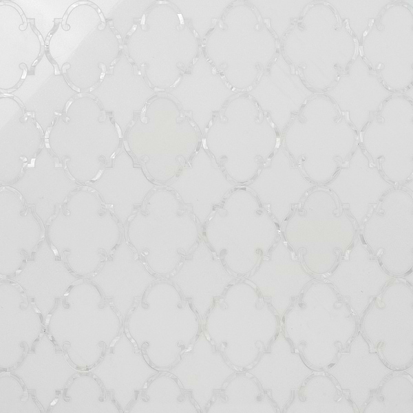 MJ Rabat White Thassos with Pearl Line