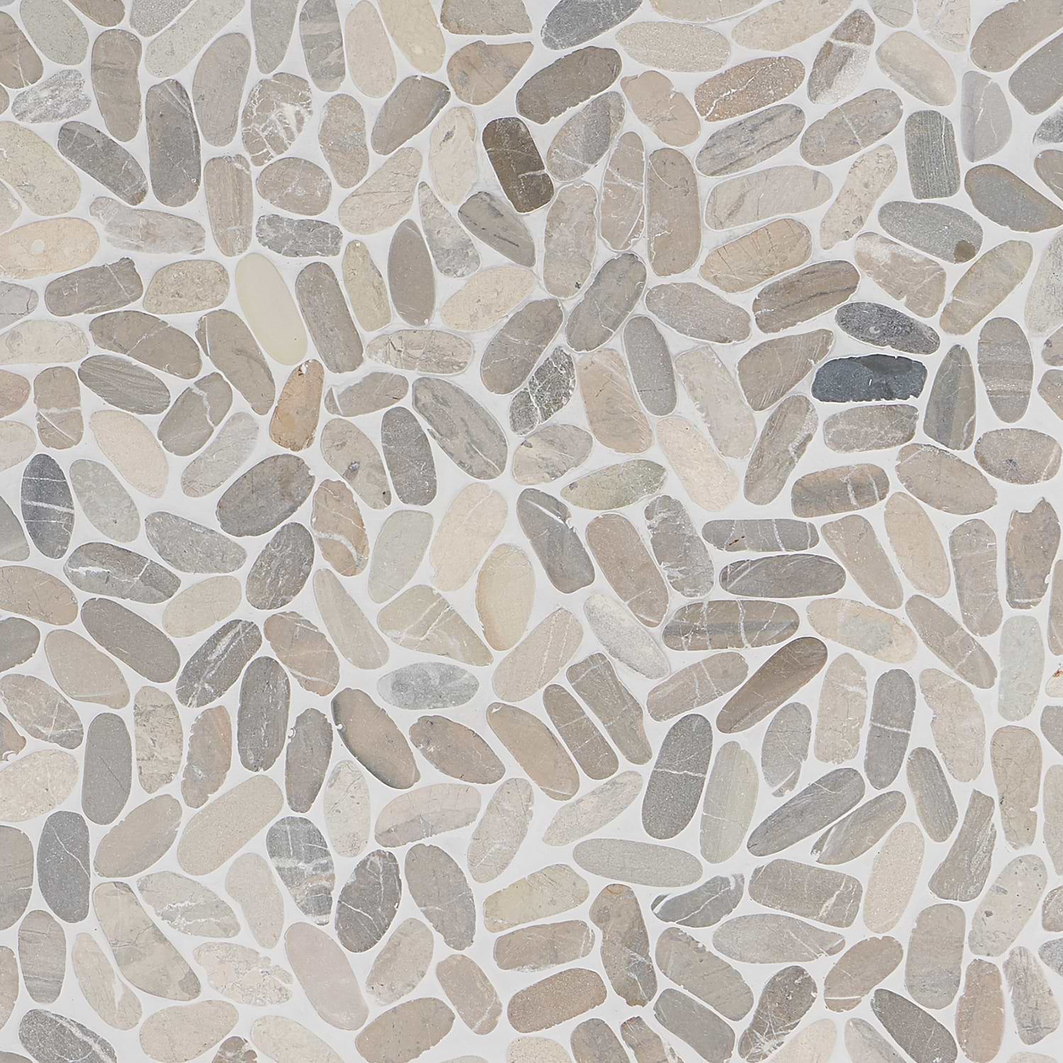 Pebblestone Prambanan Grey Sliced Flat Oval Natural Stone 