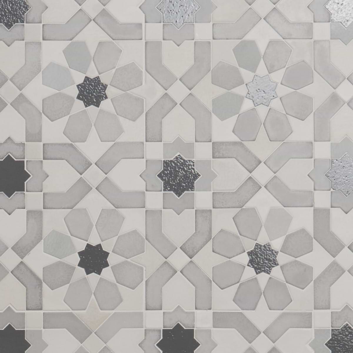 Alpana Fes Cloud Gray Mixed Finish Lava Stone and Cement Mosaic Tile
