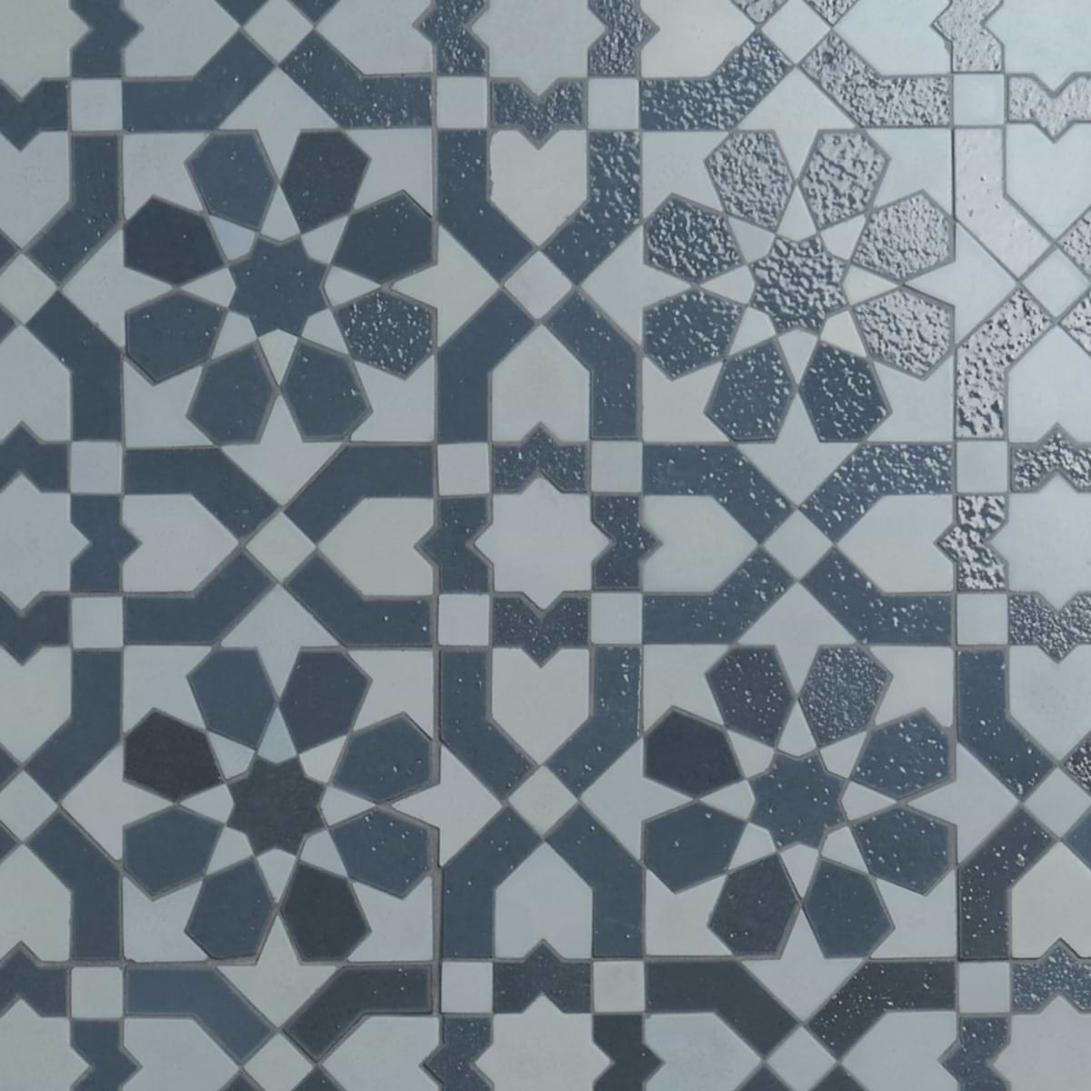 Alpana Fes Sky Blue Mixed Finish Lava Stone and Cement Mosaic Tile