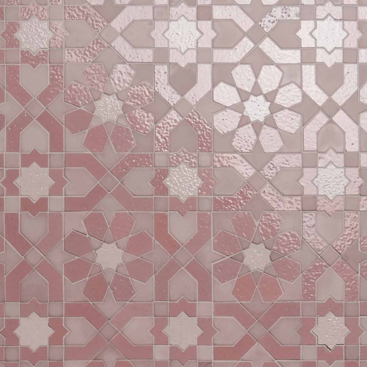 Alpana Fes Terracotta Rosa Mixed Polished Lava Stone and Cement Mosaic Tile