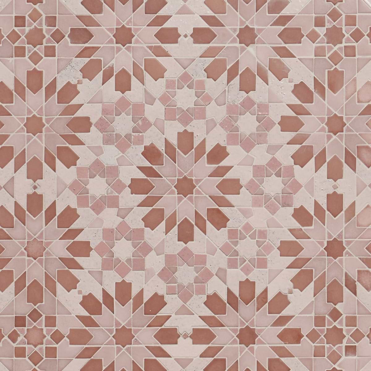 Alpana Taza Terracotta Rosa Mixed Lava Stone and Cement Mosaic Tile