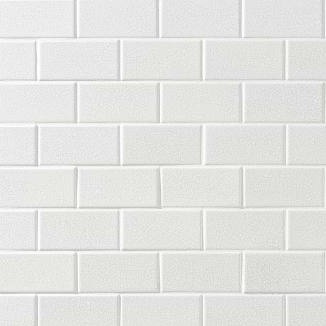 Craquelure Vintage White 3x6 Glossy Crackled Ceramic Wall Tile