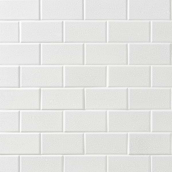 Craquelure Vintage White 3x6 Glossy Crackled Ceramic Wall Tile