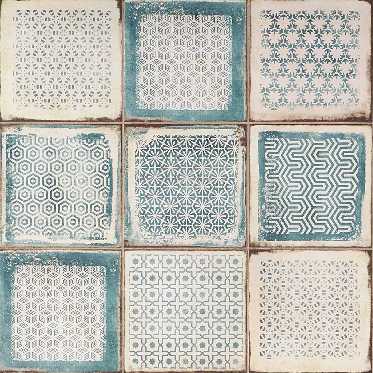 Bernalillo Deco Blue 8x8 Matte Porcelain Tile