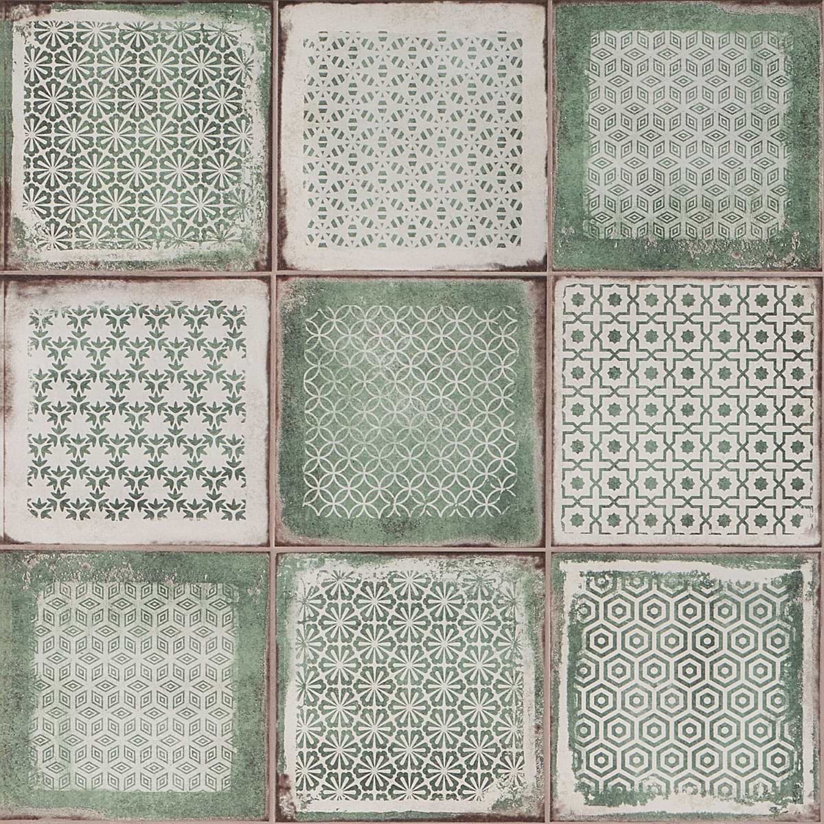 Bernalillo Deco Green 8x8 Matte Porcelain Tile