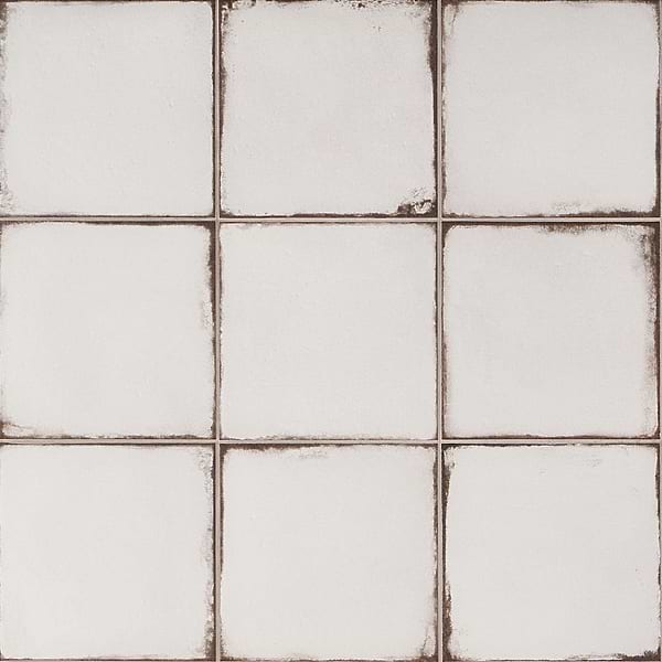 Bernalillo White 8x8; in White Porcelain; for Backsplash, Bathroom Floor, Bathroom Wall, Commercial Floor, Floor Tile, Kitchen Floor, Kitchen Wall, Outdoor Floor, Outdoor Wall, Shower Wall, Wall Tile; in Style Ideas Beach, Cottage, Farmhouse, Industrial, Mediterranean, Mid Century, Traditional, Tropical