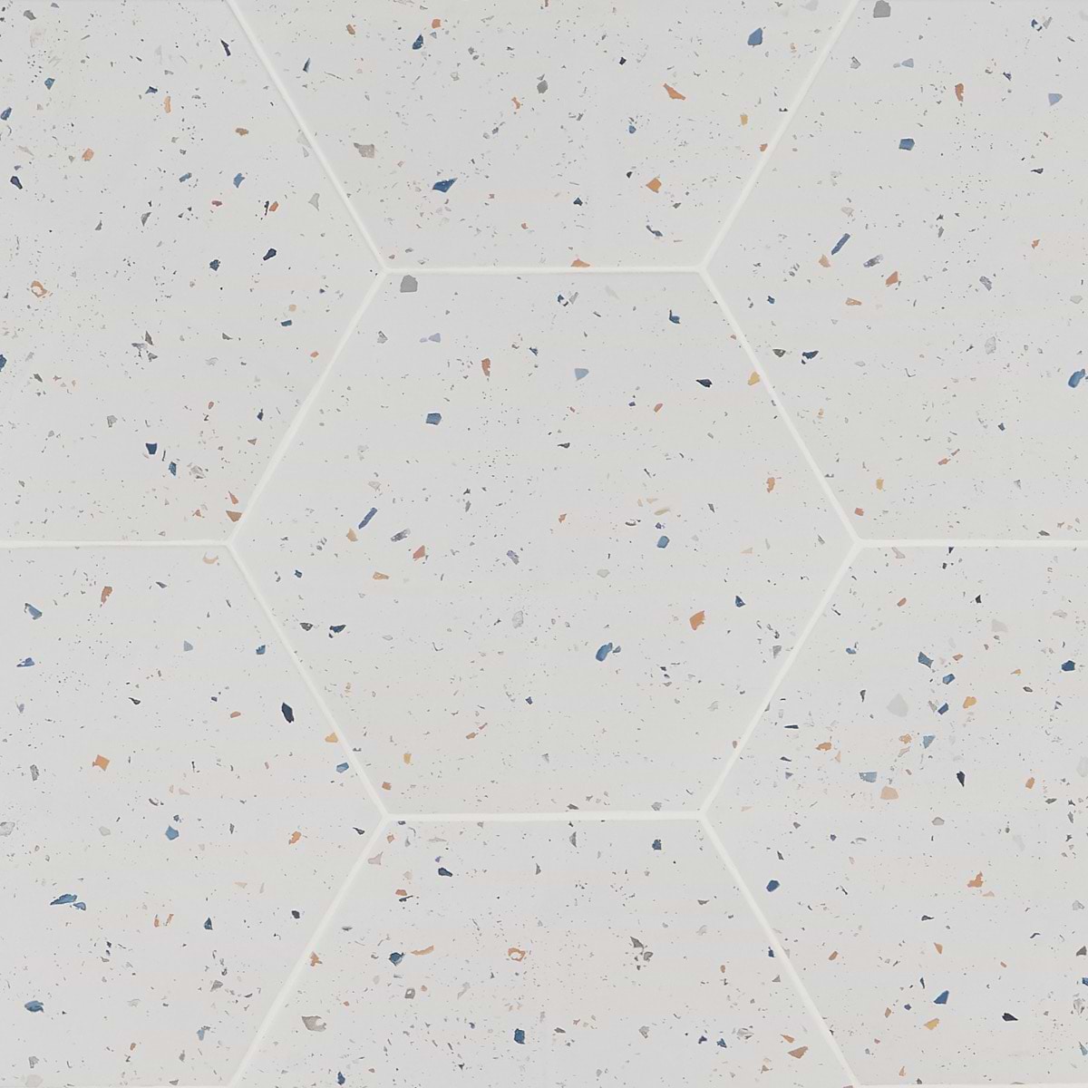 Wild Terrazzo Multi White 12.5" Hex Matte Porcelain