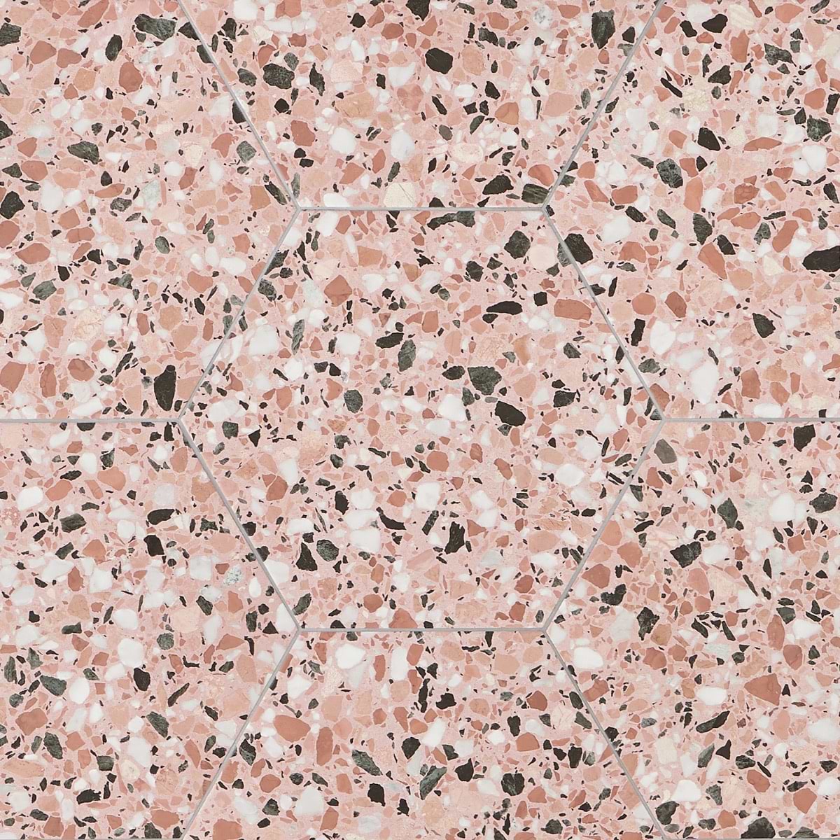 Wild Terrazzo Pink Earth 12.5" Hex Matte Porcelain