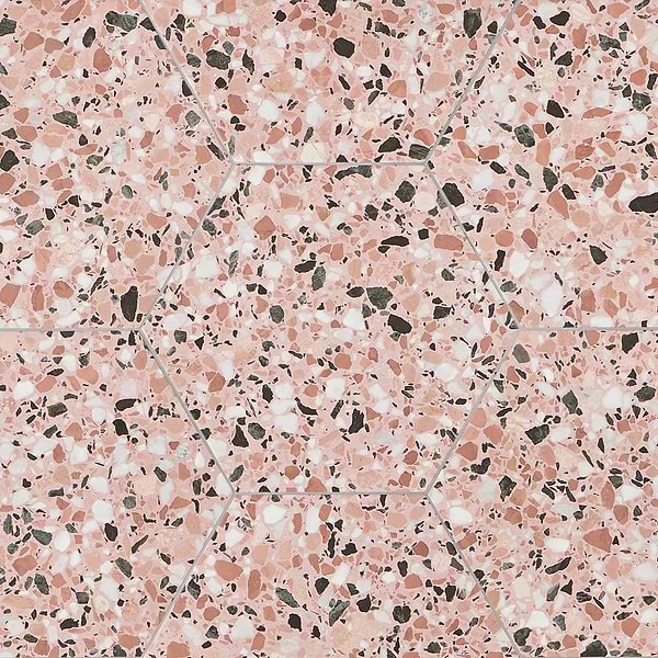 Wild Terrazzo Pink Earth 12.5" Hex Matte Porcelain