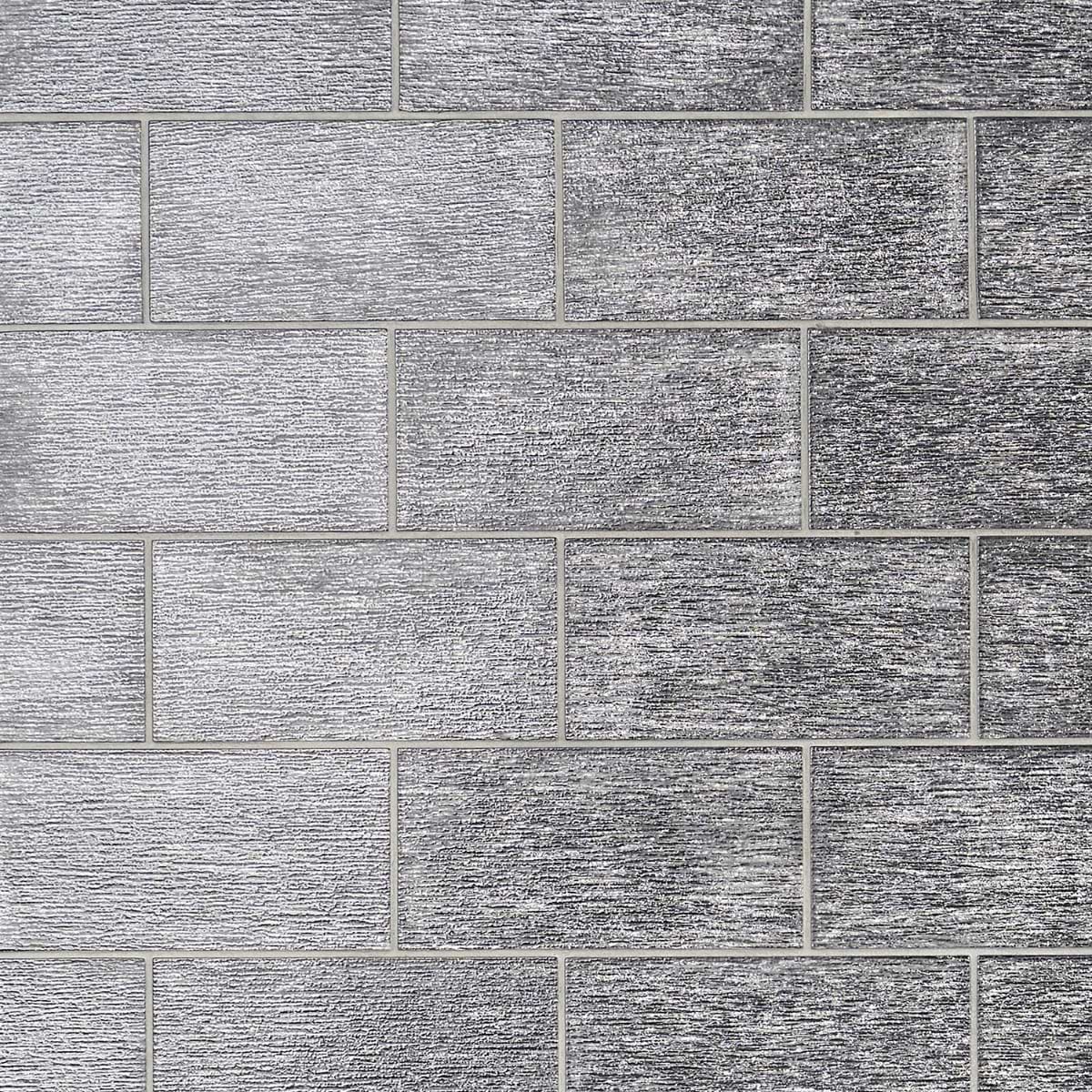 Embrace Black Silver 4x9 Polished Glass Tile