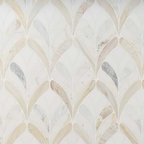 Rosalia Bianco White Floral Marble Mosaic Tile