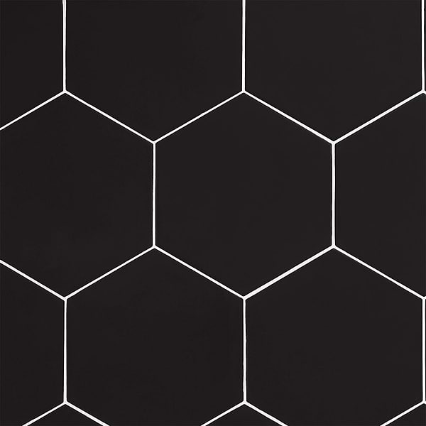 Classic Hex Black 10" Hexagon Matte Porcelain