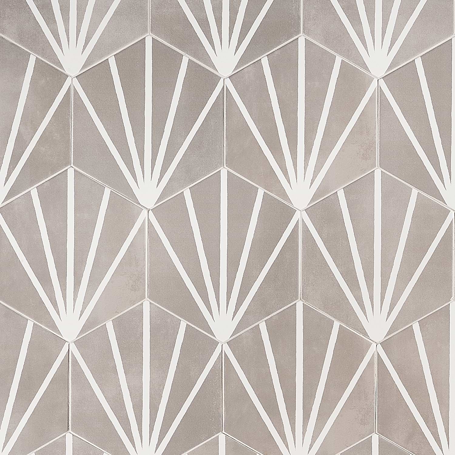 Aries Gris With Blanco Line 8" Hex Matte Porcelain 