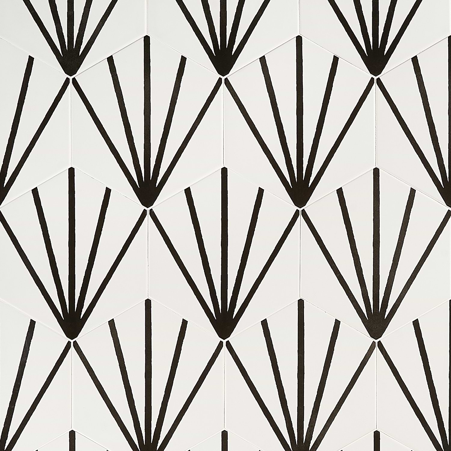 Aries Blanco With Nero Line 8" Hex Matte Porcelain 