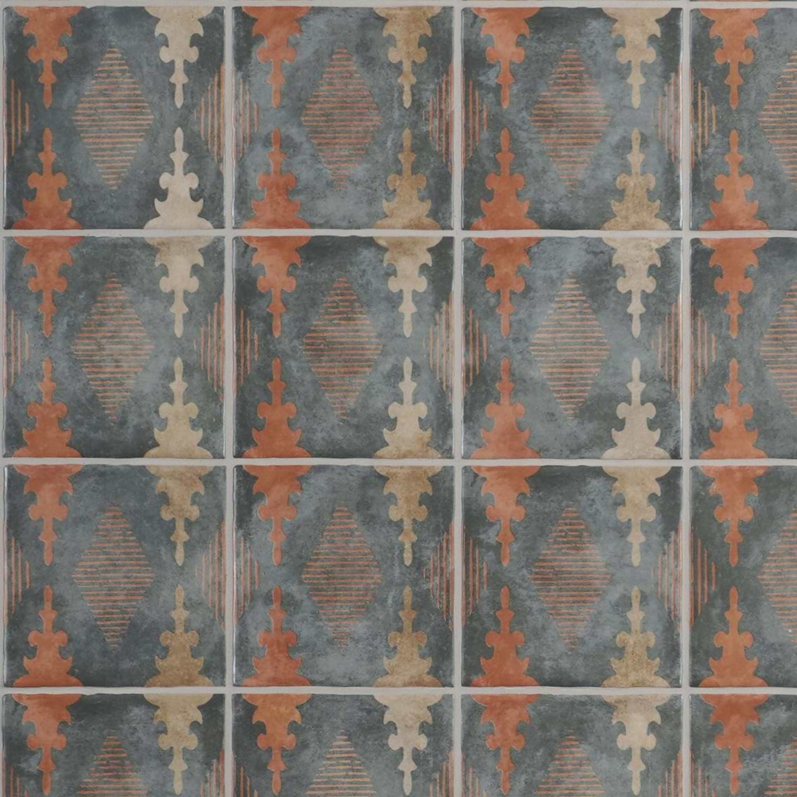 Paula Purroy Como Aztec Blue Terracotta 5x5 Matte Ceramic Tile